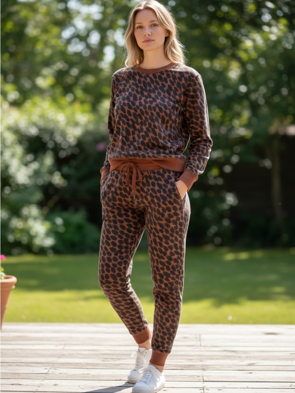 stars above Brown Leopard Print Jogger Pants